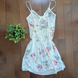 FLORAL PRINT VINTAGE SHEER SLIP NIGHTIE DRESS